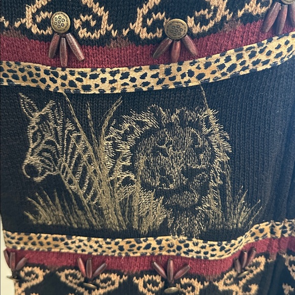 Vintage Sharon Young Black and Red Embroidered Knit Vest. Size Medium - Picture 5 of 8